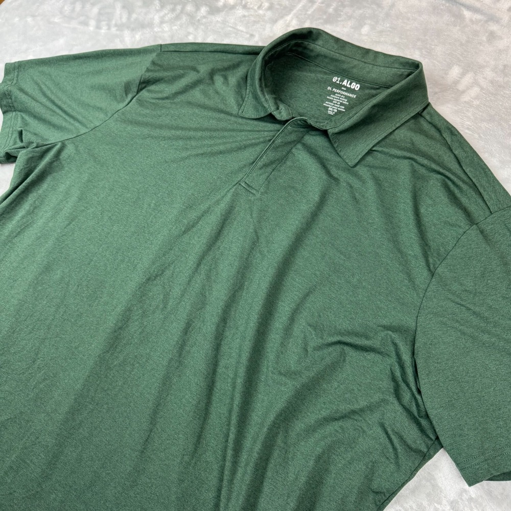 01.Algo Shirt Mens Big&Tall 3XL Green Performance Polo Quick Dry Wicking